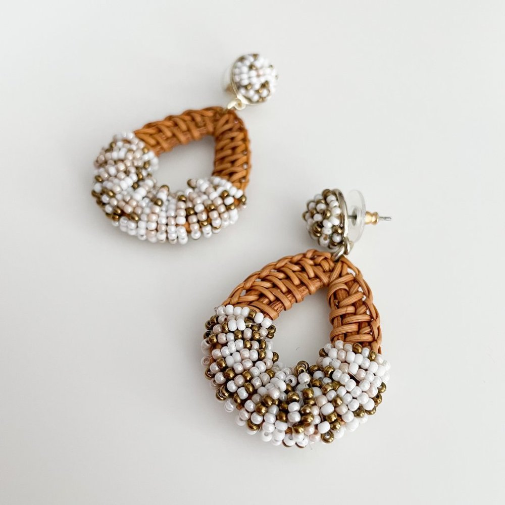 J. Crew Factory Rattan Drop Statement Earrings (Gold Multi) - Picture 2 of 3
